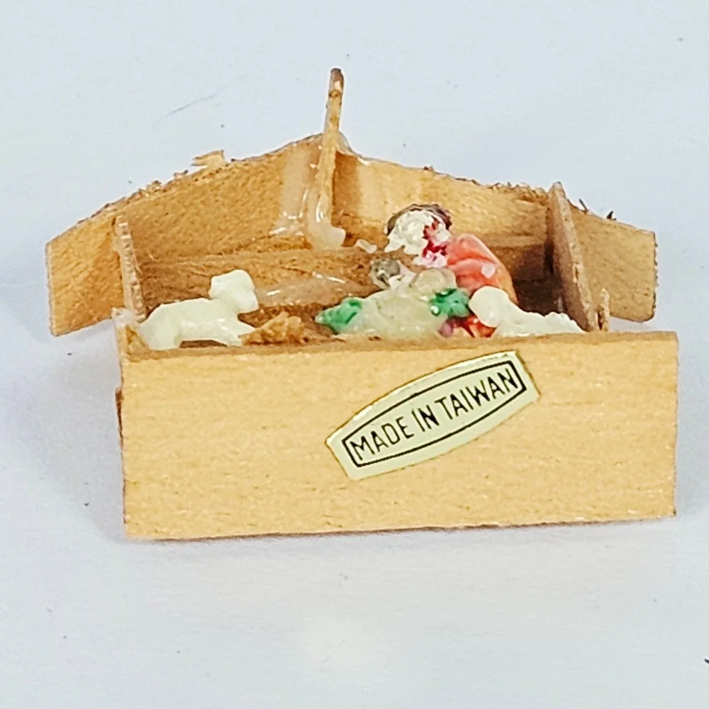 Vintage Dollhouse Christmas Accessories Nativity Fireplace Tools Rug Miniature